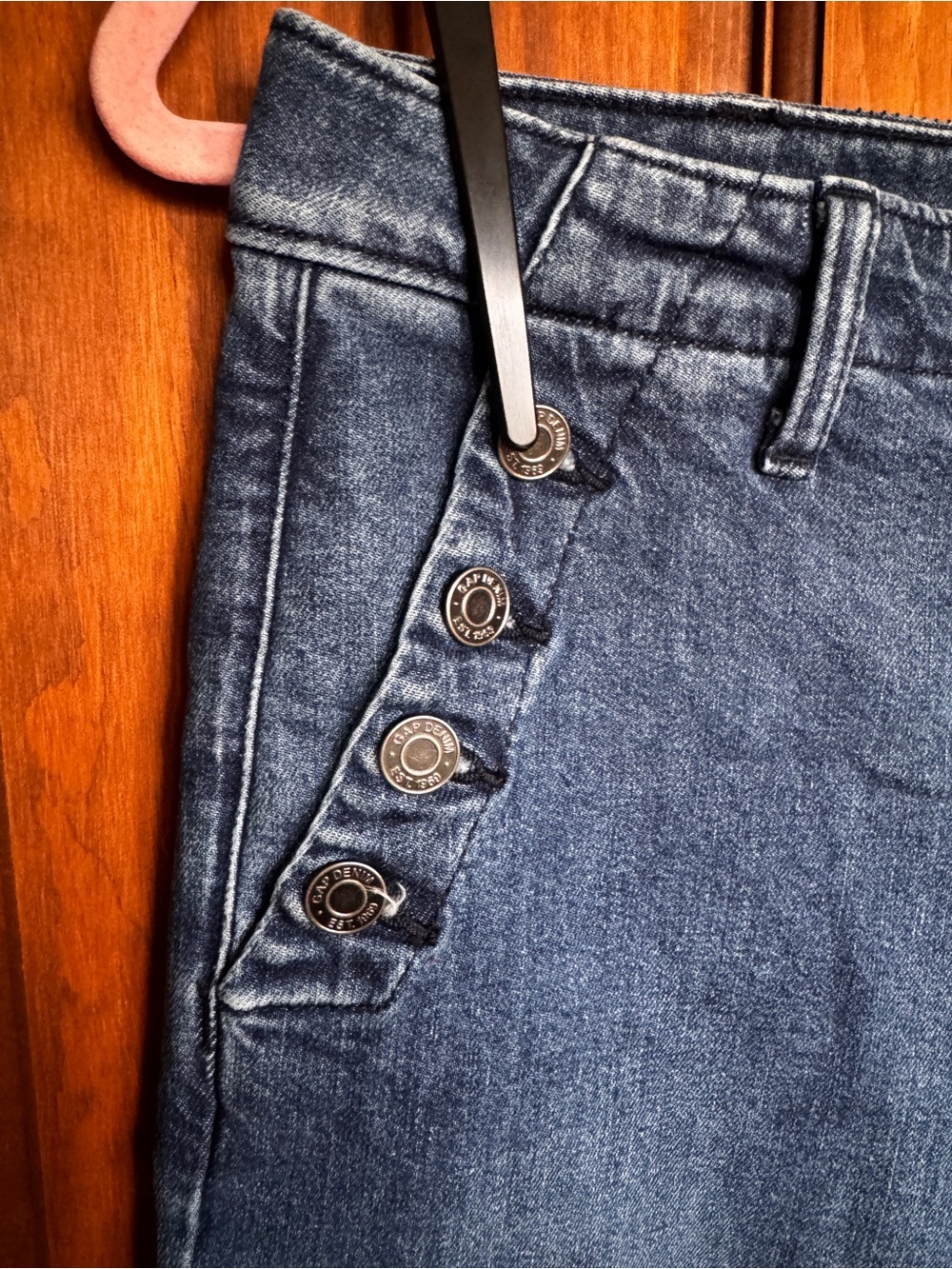GAP Mid-Rise Button-Side 70’s Flare Jeans - Blue - Picture 4 of 10